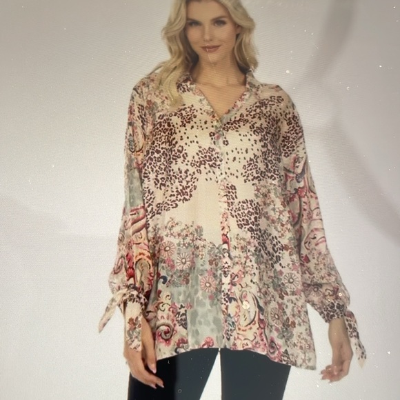 NWT JOHNNY WAS JUNGLE PAISLEY RASVANA BLOUSE - Picture 3 of 11